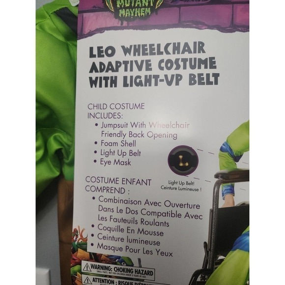 Wheelchair Ninja Turtle Costume New 4/6 Adaptive Design One Size Light Up Belt - Picture 5 of 11